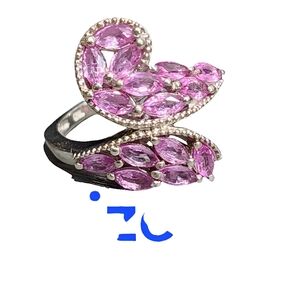 Quality  sterling silver ring by STS pink stones size 8 jewelry Barbieco…